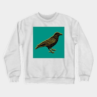 Crow block print black yellow green Crewneck Sweatshirt